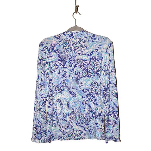 LILLY PULITZER NEW $58 Ruffle PJ Button Down Top Royal Purple XS - Picture 2 of 4